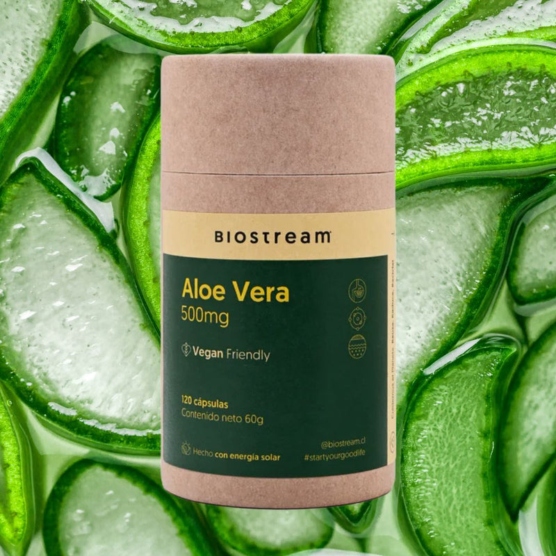 Aloe Vera Vegano Biostream 500 mg 120 Cápsulas Suplementos Alimenticios Biostream 