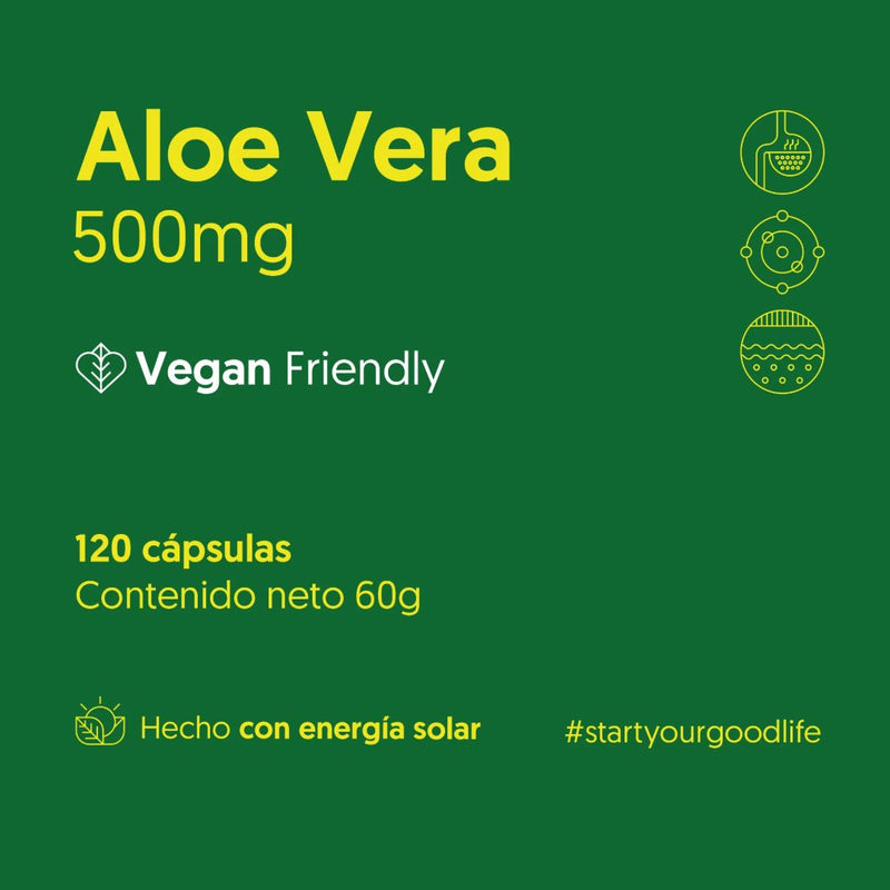 Aloe Vera Vegano Biostream 500 mg 120 Cápsulas Suplementos Alimenticios Biostream 