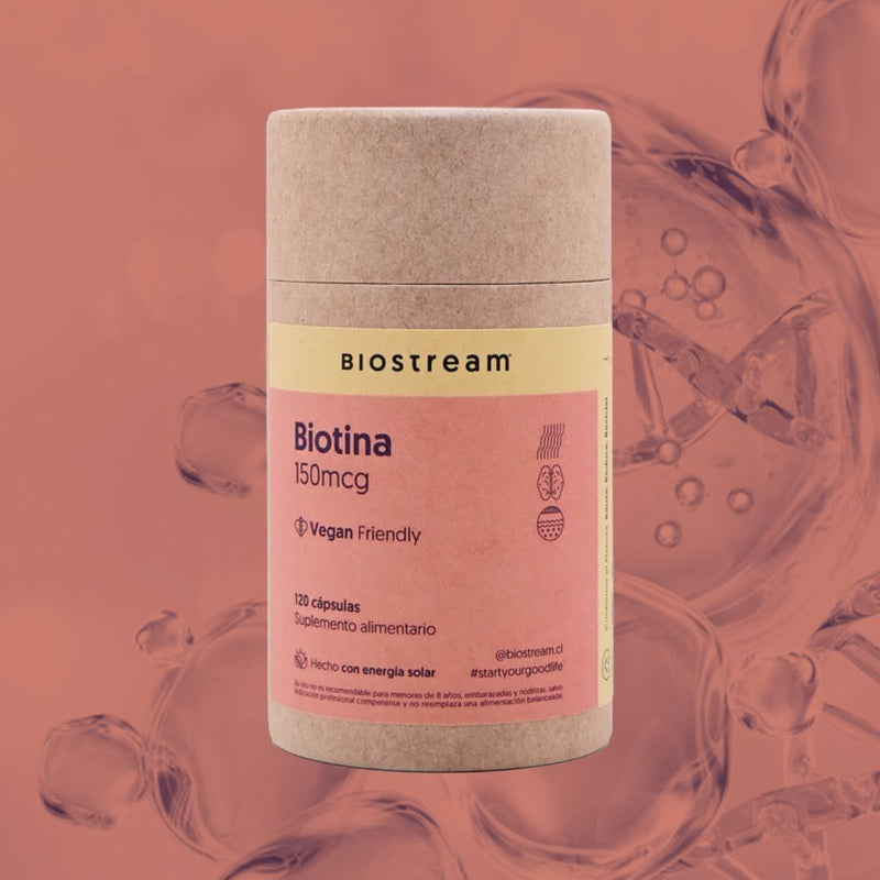 Biotina Vegano Biostream 150 mcg 120 Cápsulas Suplementos Alimenticios Biostream 