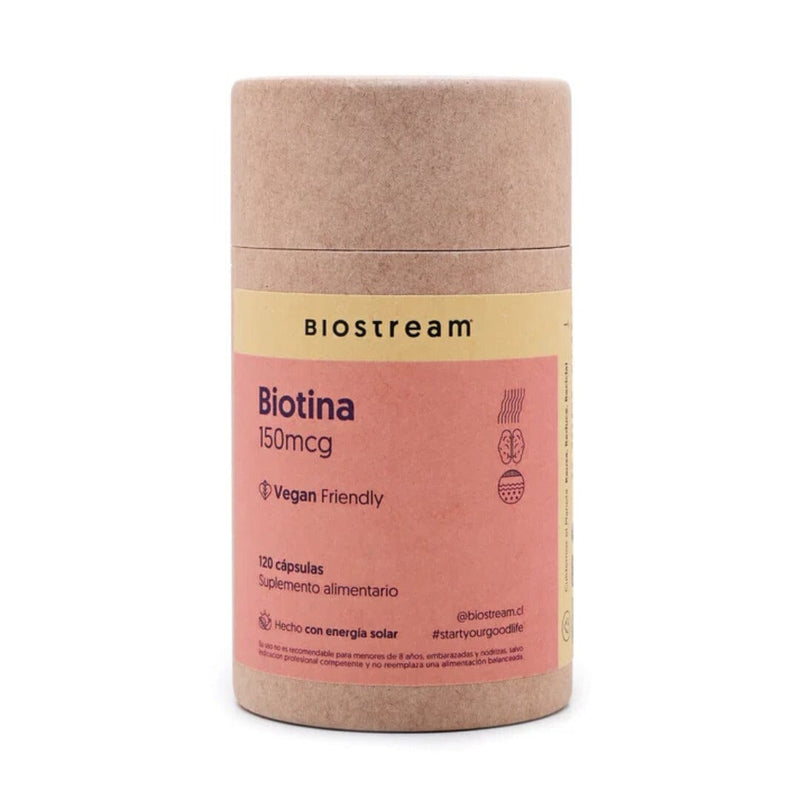 Biotina Vegano Biostream 150 mcg 120 Cápsulas Suplementos Alimenticios Biostream 