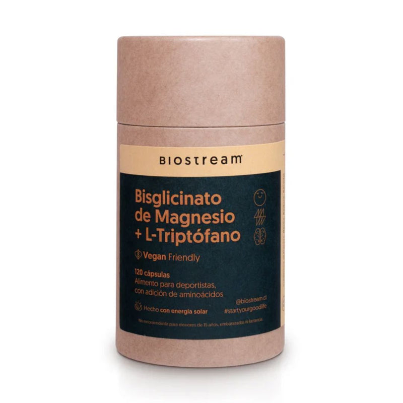 Bisglicinato de Magnesio + L-Triptófano Vegano Biostream 120 Cápsulas Suplementos Alimenticios Biostream 