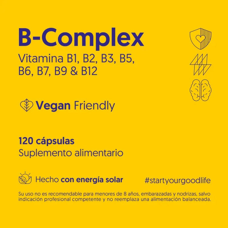 Complejo B Vegano Biostream 120 Cápsulas Suplementos Alimenticios Biostream 