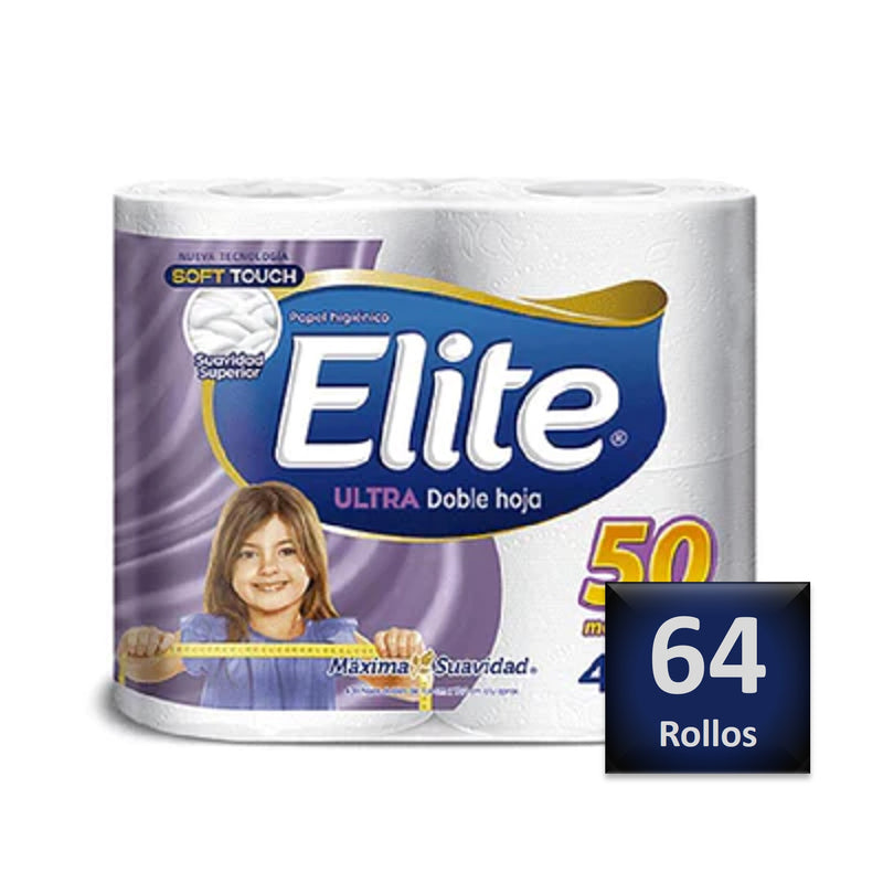 Papel Higienico Doble Hoja 50 Mts Elite 64 rollos