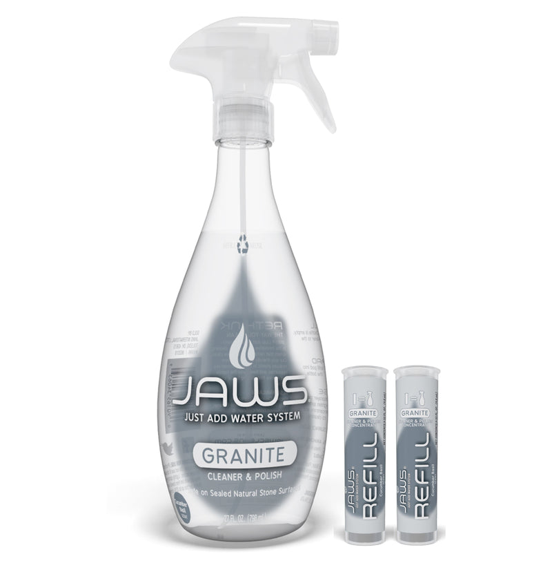 Limpiador y Abrillantador Granito Jaws 2x739 ml + Paño Microfibras Vileda Hogar Jaws 