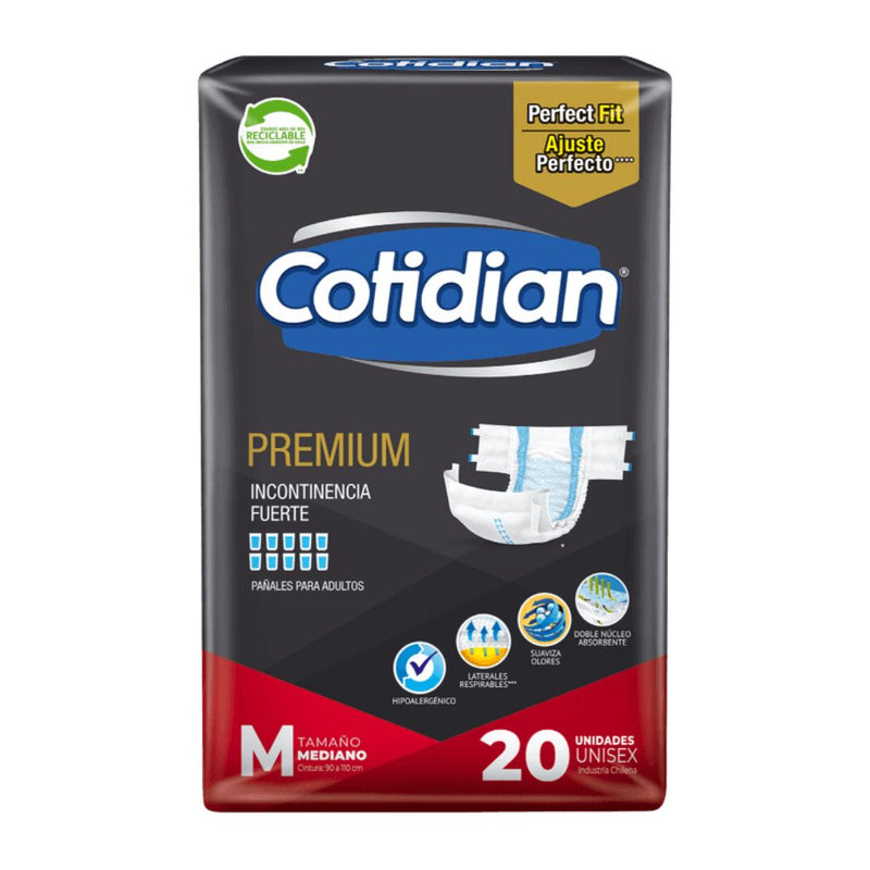 Pañales para Adulto M Unisex Premium Incontinencia Fuerte Cotidian 20 Unidades Higiene Personal Casanova 