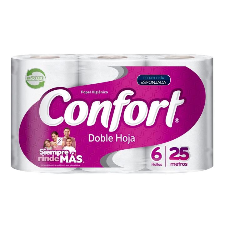 Papel Higienico Doble Hoja Confort 25 metros 6 Un Hogar Casanova 