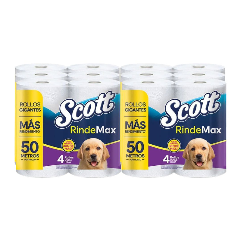 Papel Higienico Rindemax Doble Hoja Scott 50 mts 24 Rollos Higiene Personal Casanova 