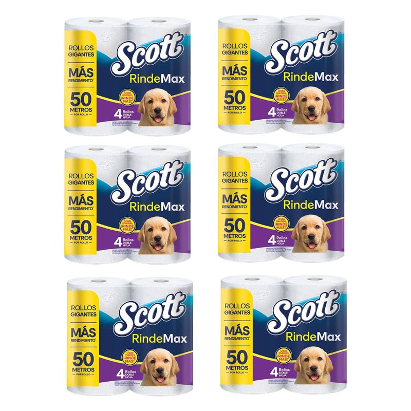 Papel Higienico Rindemax Doble Hoja Scott 50 mts 24 Rollos Higiene Personal Casanova 