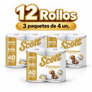 Papel Higiénico Scott Premium Triple Hoja 40 Metros 12 un Hogar Casanova 