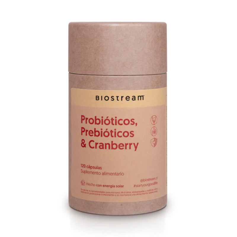Probióticos Prebióticos & Cranberry 120 Cápsulas Biostream Suplementos Alimenticios Biostream 
