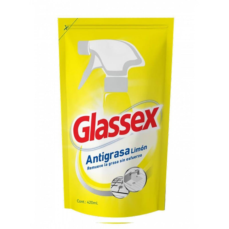 Antigrasa Limon Recarga Glassex 0,42 Lt Hogar Mundo Limpio 