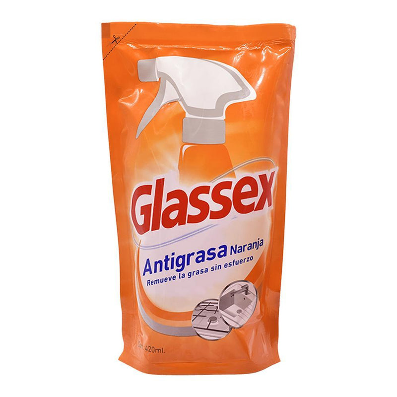 Antigrasa Naranja Recarga Glassex 0,42 Lt Hogar Mundo Limpio 