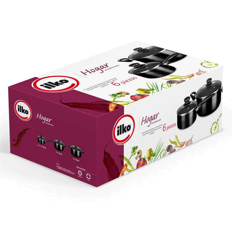 Batería De Cocina 6 Pzs Antiadherente Hogar Ilko Virutex 