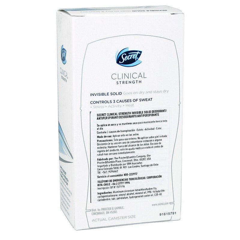 Clinical Invisible Solid Completely Clean Secret 45 gr Higiene Personal mundolimpio.cl 