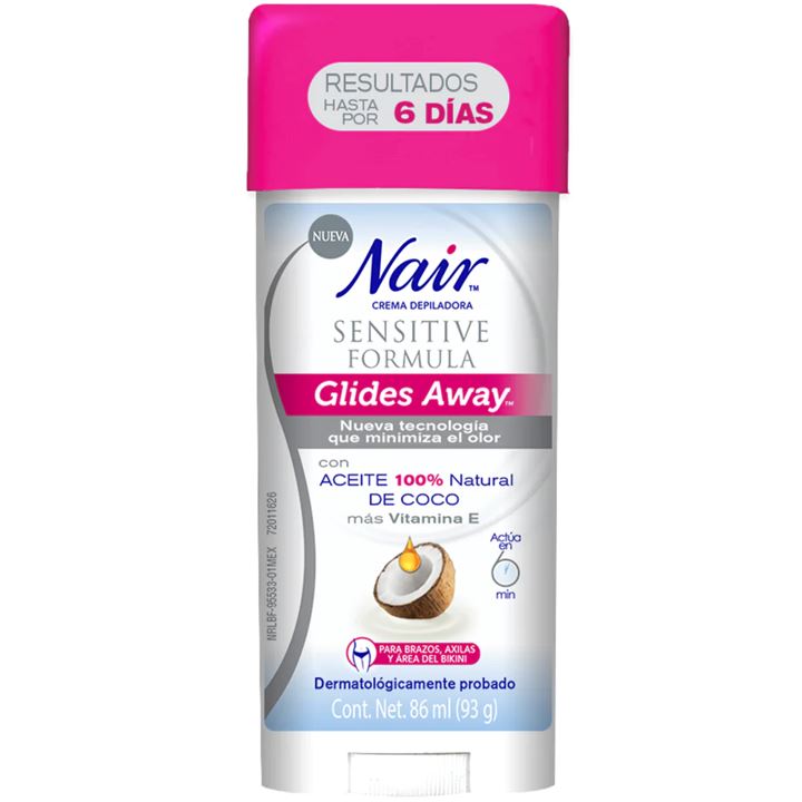 Crema Depilatoria Glides Away con Aceite de Coco Nair 86 ml Higiene Personal Biowell 
