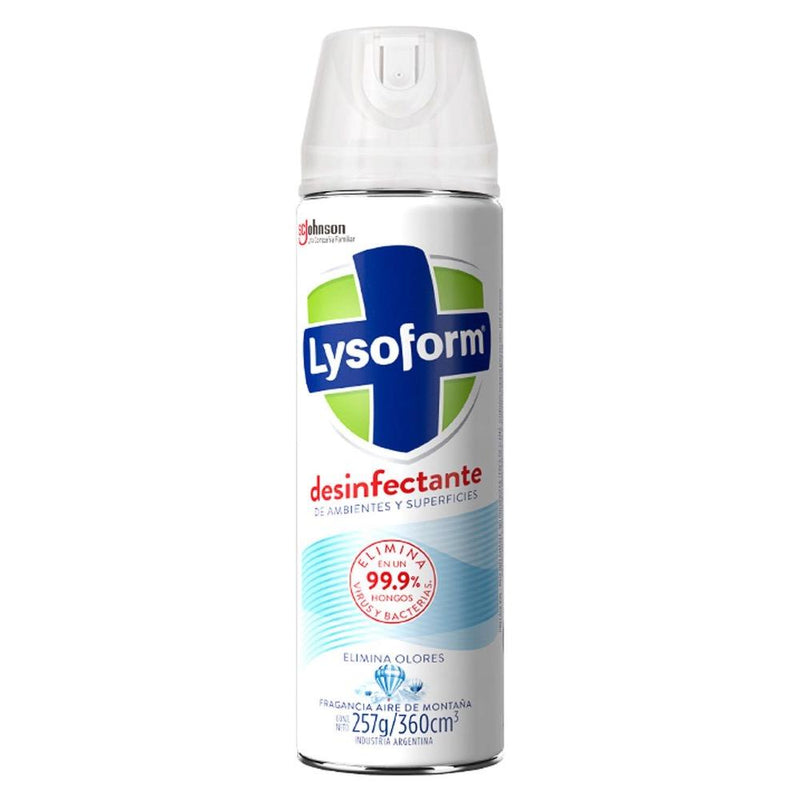 Desinfectante de Ambiente y Superficie Aire Montaña Lysoform 0,36 Lt Hogar Mundo Limpio 