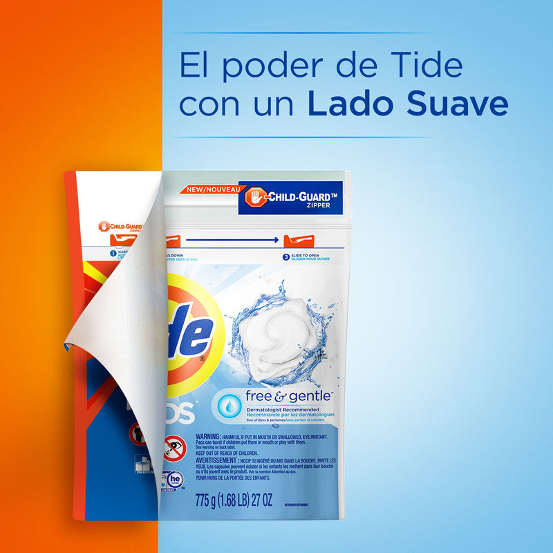 Detergente Capsulas Pods Free&Gentle Tide 16 CT Hogar mundolimpio.cl 