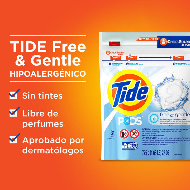 Detergente Capsulas Pods Free&Gentle Tide 16 CT Hogar mundolimpio.cl 