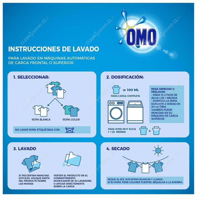 Detergente Liquido Matic Multiaccion Omo Doypack 3 Lt Hogar Mundo Limpio 