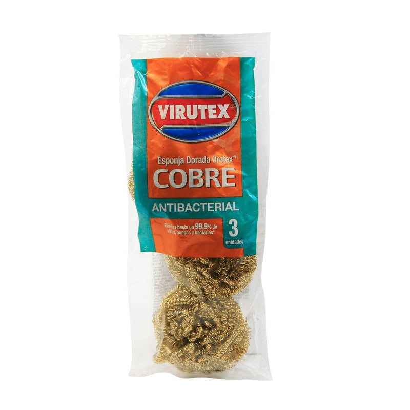 Esponja Dorada Orotex Cobre Virutex 3 Un Hogar mundolimpio.cl 