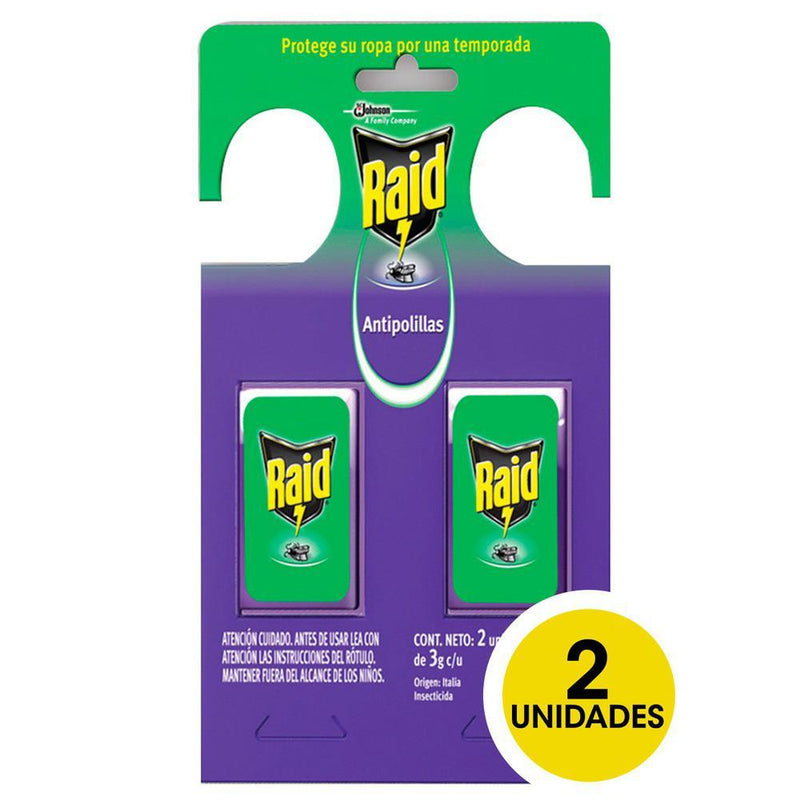 Insecticida Anti Polillas Percha Raid 2 Un Hogar Mundo Limpio 