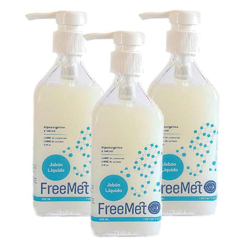 Jabon Liquido Natural Blanco Freemet 3x240 ml Higiene Personal mundolimpio.cl 