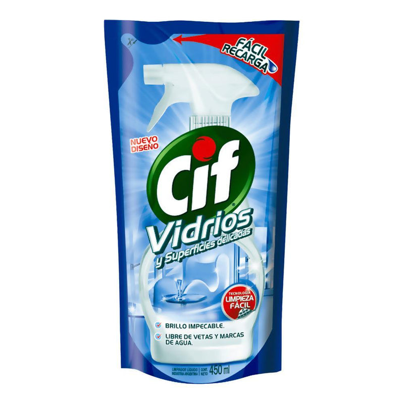 Limpia Vidrios Recarga Cif 0,45 Lt Hogar Mundo Limpio 