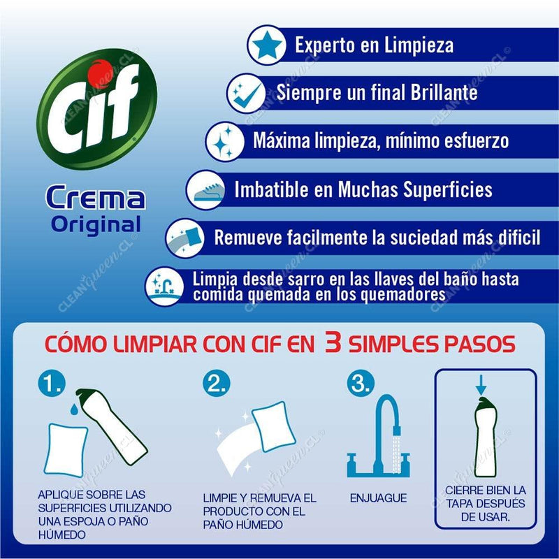 Limpiador Crema Original Cif 750 gr Hogar Mundo Limpio 