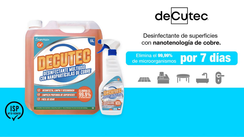 Limpiador Desinfectante Multiuso Nano Particulas Cobre 5 Lt Decutec (protege 7 días) Hogar mundolimpio.cl 