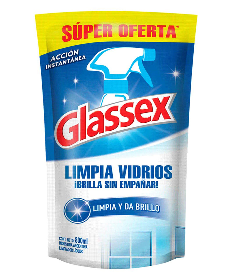 Limpiavidrios Doypack Glassex 0,8 Lt Hogar Mundo Limpio 