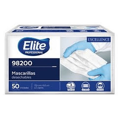 Mascarillas Desechables Triple Capa Elite 50 Un mundolimpio.cl 