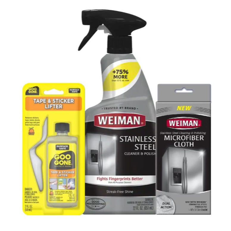 Pack Limpiador 651 ml y Paño Acero Inoxidable Weiman + Removedor de Adhesivos 59 ml con Espatula Goo Gone Hogar Weiman 