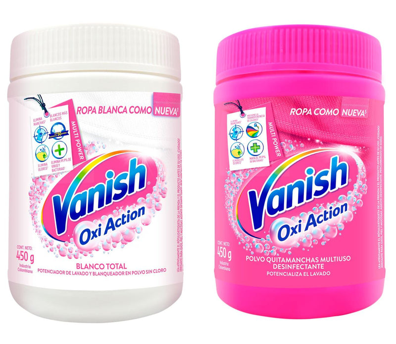 Pack Potenciador de Lavado Ropa Blanca y Color Vanish 2x450 gr Hogar mundolimpio.cl 