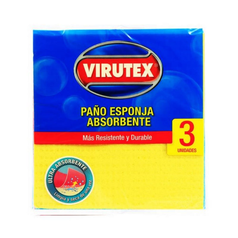 Paño Absorbente Celulosa Amarillo 18 x 18 Virutex 3 Un Hogar Mundo Limpio 