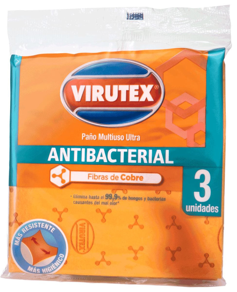 Paño Multiuso Antibacterial Cobre Virutex 3 Un Hogar mundolimpio.cl 