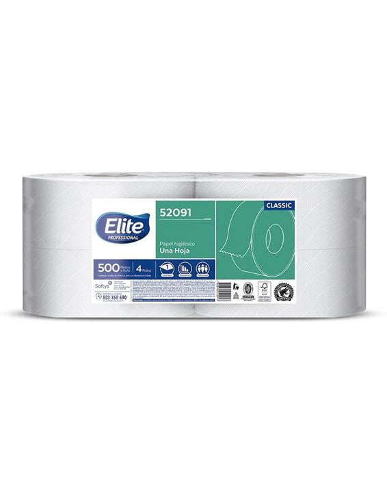 Papel Higienico una Hoja 500 Mts Elite 4 Rollos Hogar mundolimpio.cl 
