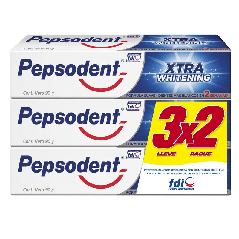 Pasta Dental Xtra Whitening Pepsodent 3 x 90 gr Higiene Personal Varios 