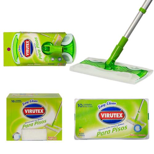 Set Mopa Plana + Toallas Humeda y Seca Easy Clean Virutex Hogar mundolimpio.cl 